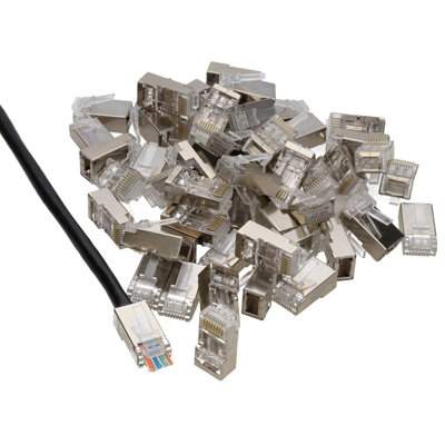 kenable Pass Through Shielded RJ45 Plugs Crimps for Cat5e Cat6 Ethernet ...