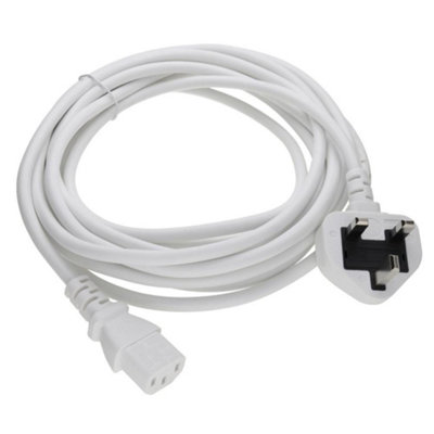 kenable Power Cord UK Plug to IEC Cable (PC Mains Lead) 1.00mm2 C13 5m ...