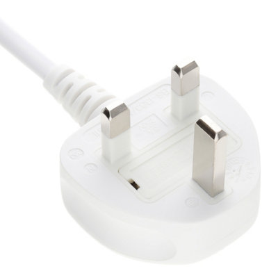 kenable Power Cord UK Plug to Right Angle Figure 8 Lead Cable C7 2m WHITE