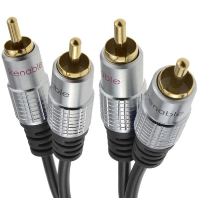 kenable Pro Audio Metal 2 x RCA Phono Plugs to Twin Plugs Cable Lead ...