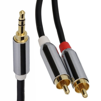 kenable PRO OFC 3.5mm Stereo Jack to 2 x RCA Phono Plugs Cable Gold 5m