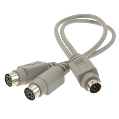 kenable PS2 Splitter 6 pin Mini Din Male Plug to 2 x Female Sockets ...