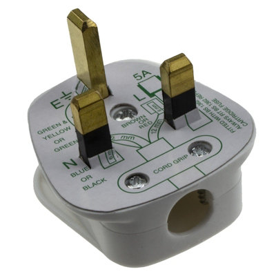 kenable Rewireable 3 Pin UK Mains Plug Fitted with 5A Amp Fuse White