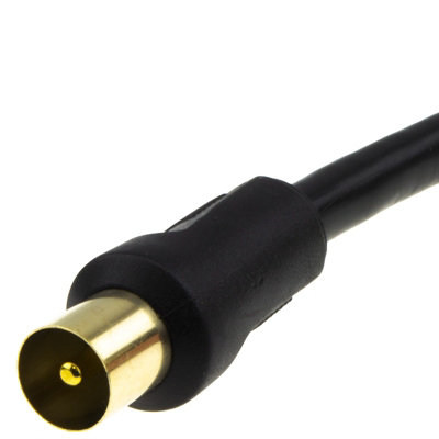 kenable RF Coaxial RG6 TV Aerial Lead Coax Male Plug to Plug Black ...
