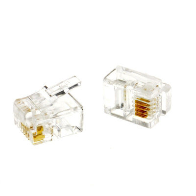 kenable RJ11 6P4C Crimps Ends Plugs for crimping ADSL cables - 10 pack