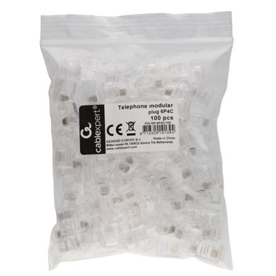 kenable RJ11 6P4C Crimps Ends Plugs for crimping ADSL cables - 100 pack