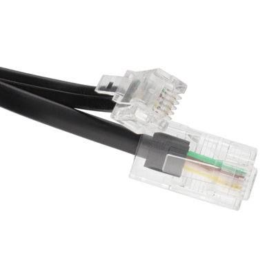 kenable RJ11 Male Plug to 4 wire RJ45 Male Plug Flat Cable Lead 1m BLACK