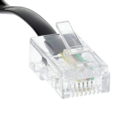 kenable RJ11 Male Plug to 4 wire RJ45 Male Plug Flat Cable Lead 1m BLACK