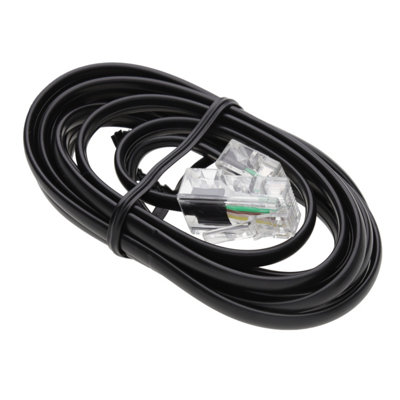 kenable RJ11 Male Plug to 4 wire RJ45 Male Plug Flat Cable Lead 2m BLACK