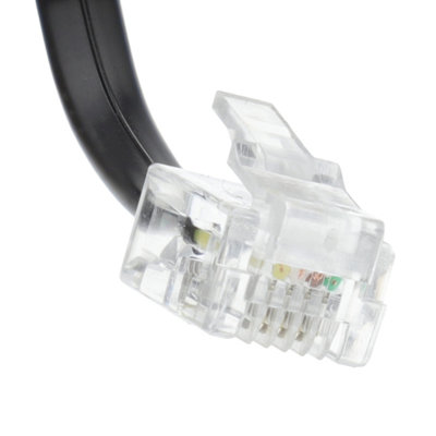 kenable RJ11 Male Plug to 4 wire RJ45 Male Plug Flat Cable Lead 3m BLACK
