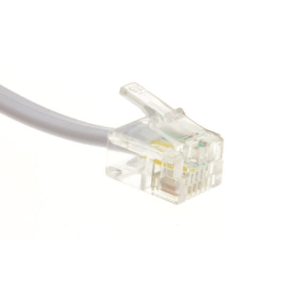 kenable RJ11 Male Plug to 4 wire RJ45 Male Plug Flat Cable Lead 3m White