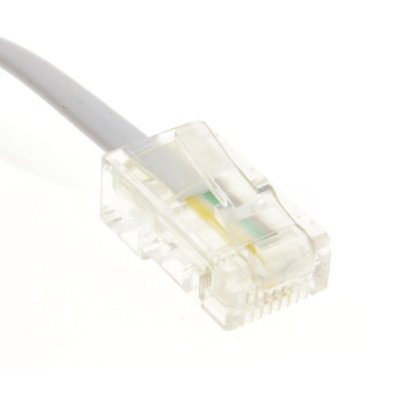 kenable RJ11 Male Plug to 4 wire RJ45 Male Plug Flat Cable Lead 3m White