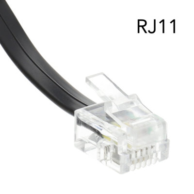 kenable RJ11 Male Plug to 4 wire RJ45 Male Plug Flat Cable Lead 5m BLACK