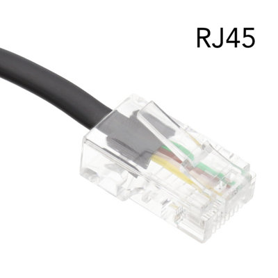 kenable RJ11 Male Plug to 4 wire RJ45 Male Plug Flat Cable Lead 5m BLACK