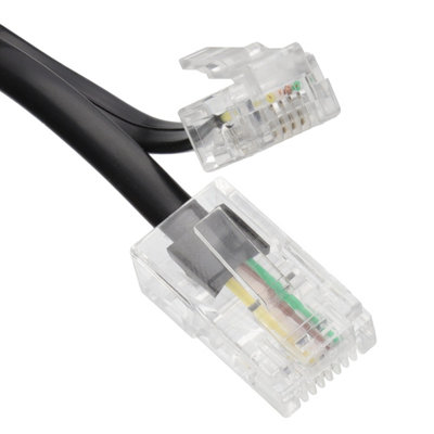 kenable RJ11 Male Plug to 4 wire RJ45 Male Plug Flat Cable Lead 5m BLACK