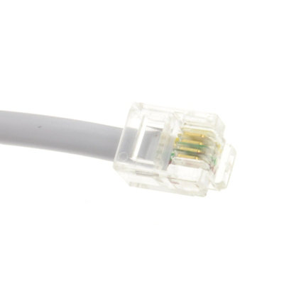 kenable RJ11 Male Plug to 4 wire RJ45 Male Plug Flat Cable Lead 5m White