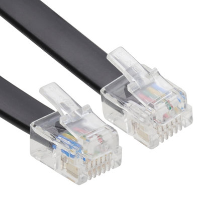 kenable RJ12 6P6C to RJ12 6P6C Cross Over Cable Plug (RJ11 6 wire) BLACK 3m