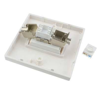 kenable SHIELDED RJ45 Face Plate Cat6A Toolless Double Port with Euro ...