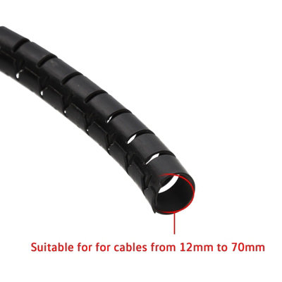 kenable Spiral Cable Tidy Kit 12-20mm Cables Home Office PE Black 2m ...