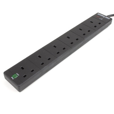 kenable Surge Protected 6 Gang Way Mains Extension Socket UK Power ...