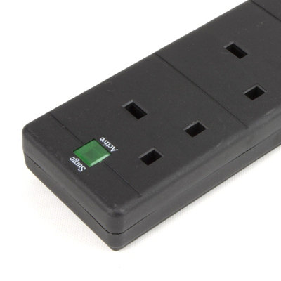 kenable Surge Protected 6 Gang Way Mains Extension Socket UK Power ...