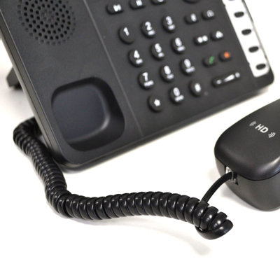 kenable Telephone Handset Coiled RJ10 Plug to RJ10 Plug Cable Lead Black 2m