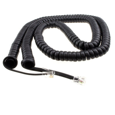 kenable Telephone Handset Coiled RJ10 Plug to RJ10 Plug Cable Lead Black 6m