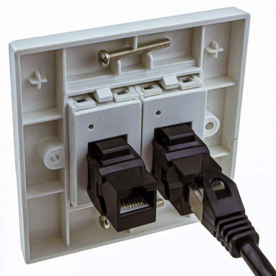kenable Through Coupler Keystone Faceplate Cat5E 2 Port RJ45 Socket ...