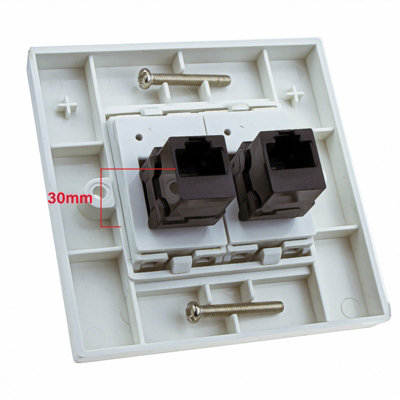 kenable Through Coupler Keystone Faceplate Cat6 2 Port RJ45 Socket ...