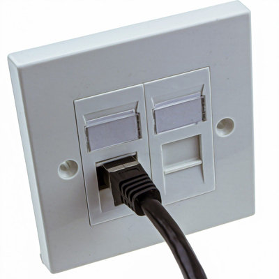 kenable Through Coupler Keystone Faceplate Cat6A Shielded FTP 2 Port ...