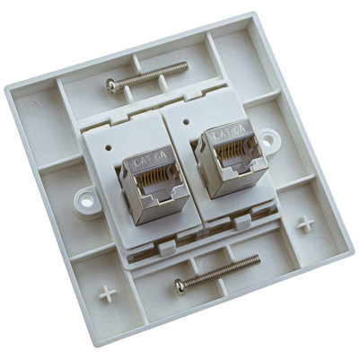 kenable Through Coupler Keystone Faceplate Cat6A Shielded FTP 2 Port ...