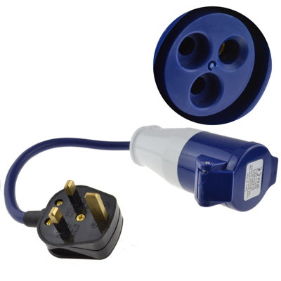 kenable UK Plug to CEE16A Blue Commando Caravan Site Outdoor Power ...