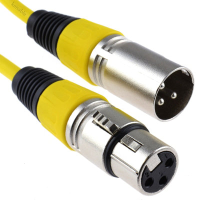 kenable XLR 3 Pin Microphone Lead Male to Female Audio Cable YELLOW 4m