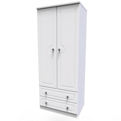 Kendal 2 Door 2 Drawer Wardrobe in White Ash (Ready Assembled)