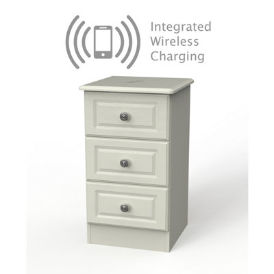 Kendal 3 Drawer Bedside  - WIRELESS CHARGING in Kashmir Ash (Ready Assembled)