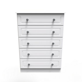 Kendal 5 Drawer Chest in White Ash (Ready Assembled)