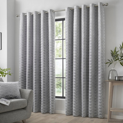 Kendal Textured Weave Pair of Eyelet Curtains