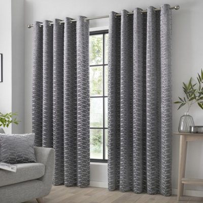 Kendal Textured Weave Pair of Eyelet Curtains