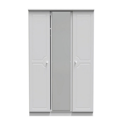 Kendal Triple Mirror Wardrobe in White Ash (Ready Assembled)