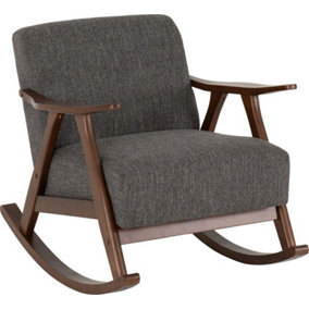 Kendra Rocking Chair in Grey Fabric with Wooden Frame