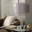 Kendra Silver Grey Table Lamp with Silver Grey Shade With Beaded Droplets