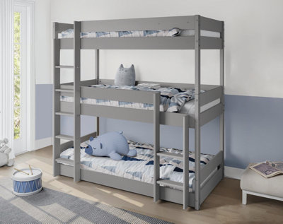 Light grey bunk store beds