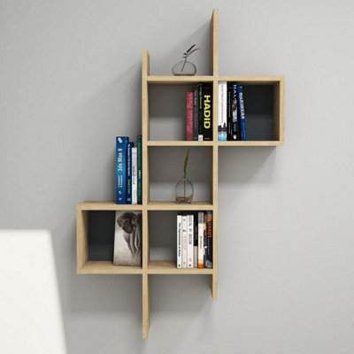 Keno Wall Mounted Bookcase - Oak
