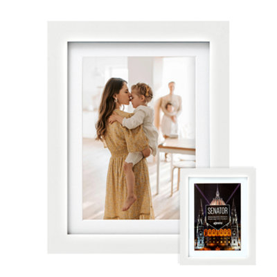 Kenro Senator Series White Wood Poster Photo Frame Size A3 / 29.7x42cm with White Mat for Photo Size A4 / 21x29.7cm - SNF2130W