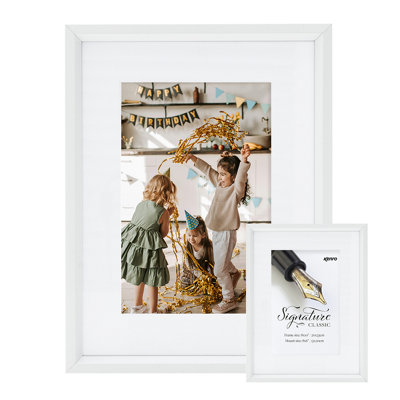 Kenro Signature Classic Matte White Metal Photo Frame 12x16"/ 30x40cm with Picture Mat for Photo 10x12"/ 25x30cm - SGC2530WH