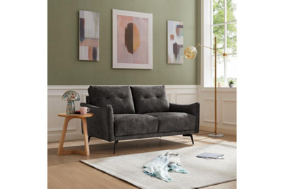 Kensington 2 Seater Velvet Sofa, Steel Grey Velvet