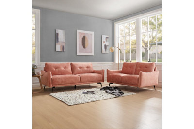 Blush pink velvet sofa discount