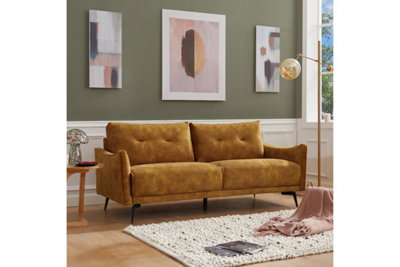 Kensington 3 Seater Velvet Sofa, Gold Velvet