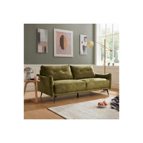 Kensington 3 Seater Velvet Sofa, Olive Green Velvet