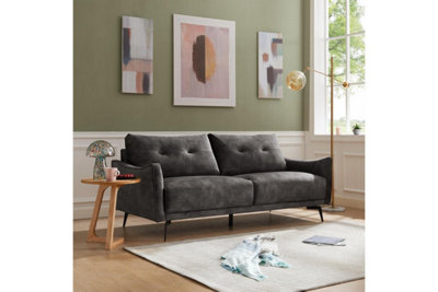 Kensington 3 Seater Velvet Sofa, Steel Grey Velvet